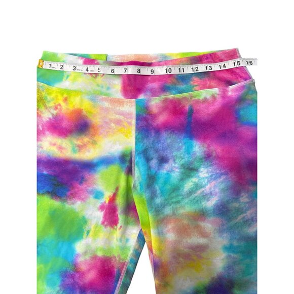 Dona Jo Women's Leggings Capri Tie Dye Pink Blue Green Yellow XL - Picture 3 of 6